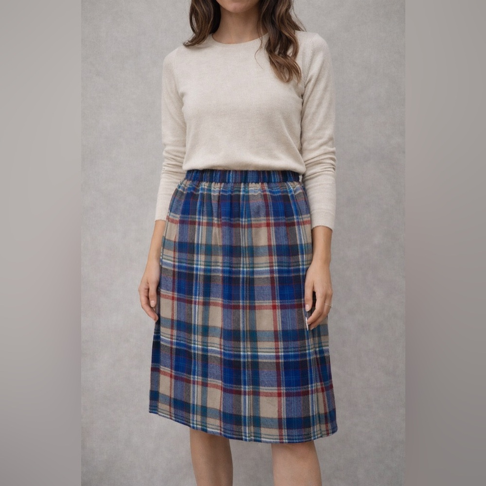 Pendleton Blue Plaid Wool Maxi Skirt